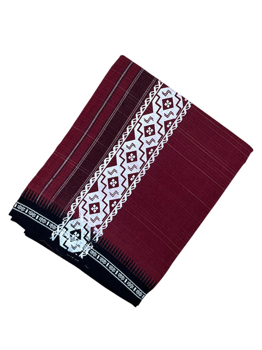 Southloom Maroon Printed Single Mundu / Otta Mundu / Lungi (South Indian Kerala Dhoti)