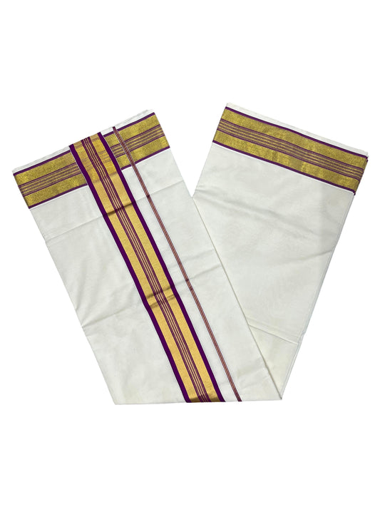 Southloom Kerala Cotton Kasavu Saree with Magenta Border