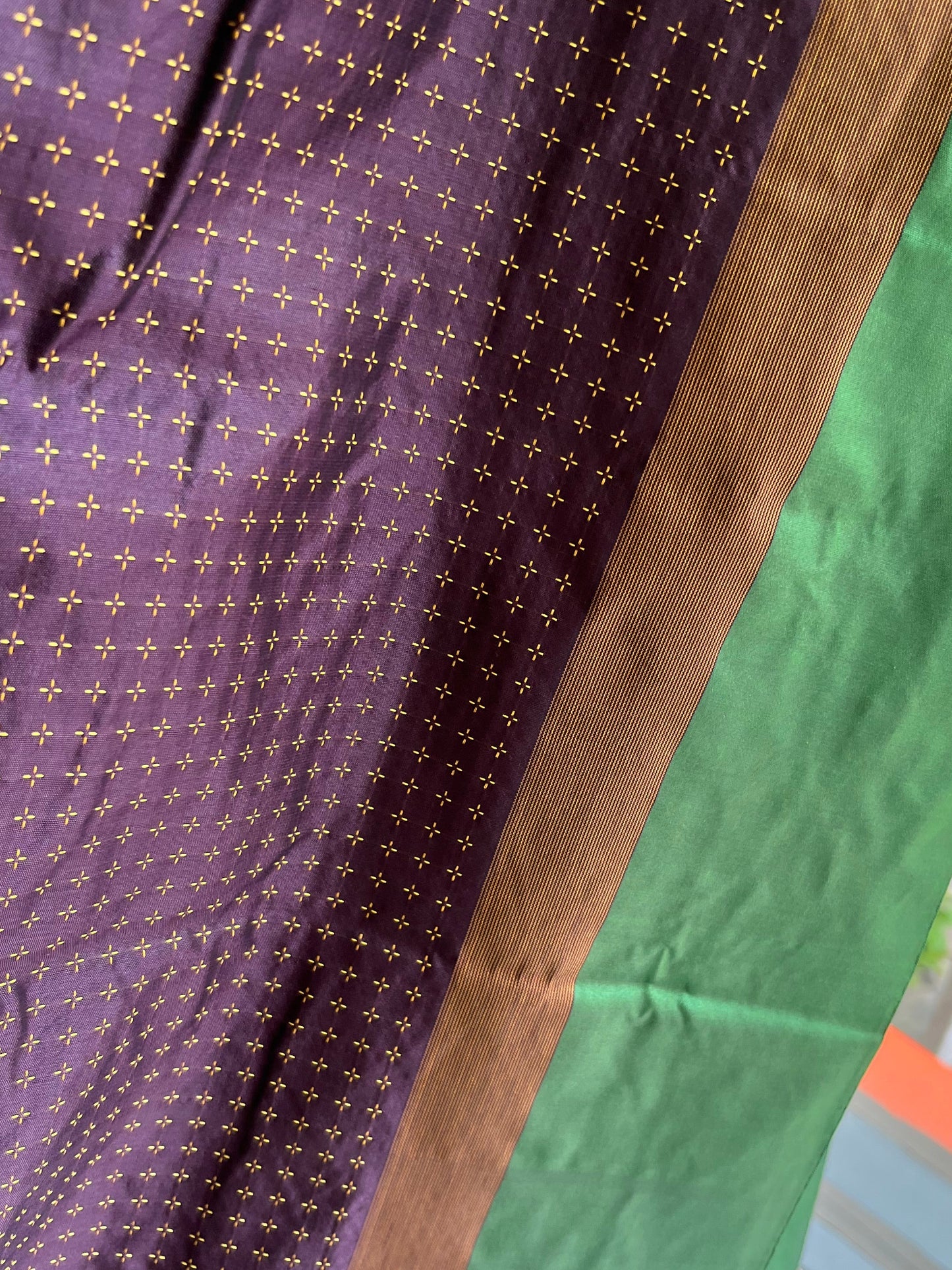 Semi Silk Saree ( Brown And Green) SL199