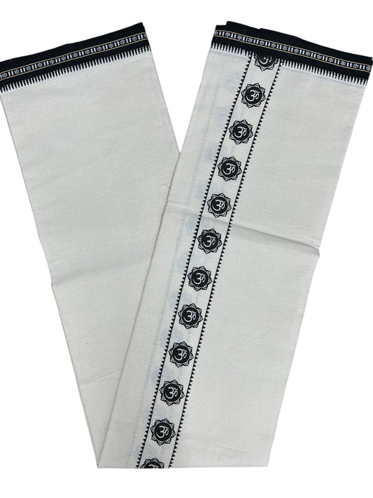 Southloom White Printed Single Mundu / Otta Mundu / Lungi (South Indian Kerala Dhoti)