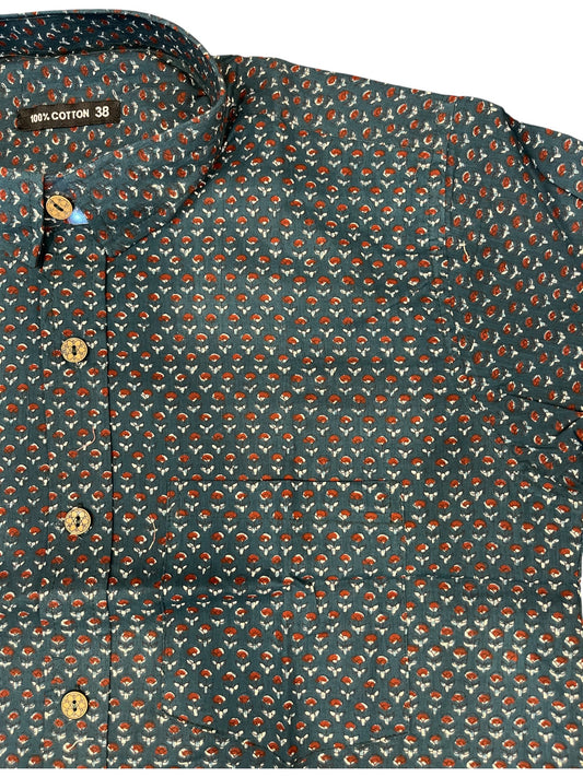 Southloom Jaipur Pure Cotton Block Printed Shirt for Men (Medium)