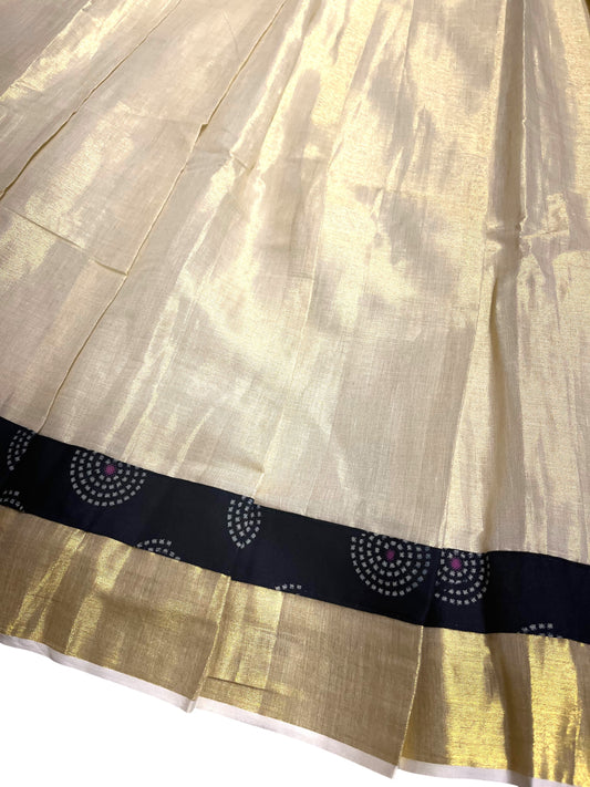 Southloom Semi Stitched Tissue Dhavani Set with Pavada and Ajrakh Blouse Piece