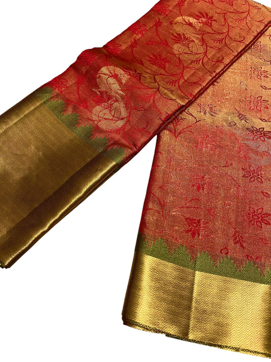 Southloom Pure Handloom Bridal Kanchipuram Silk Saree with Korvai Work