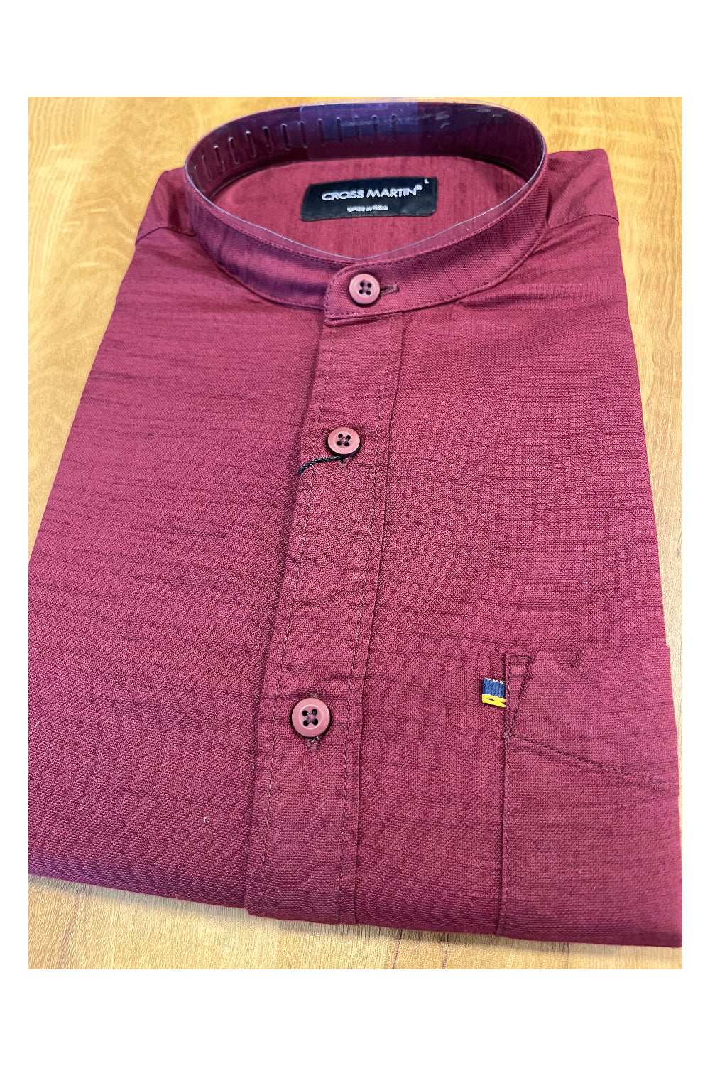 Southloom Maroon Short Cotton Kurta Shirt for Men