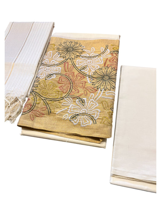 Southloom™ Cotton Churidar Salwar Suit Material with Black Embroidery Work (include Lines Shawl / Dupatta)