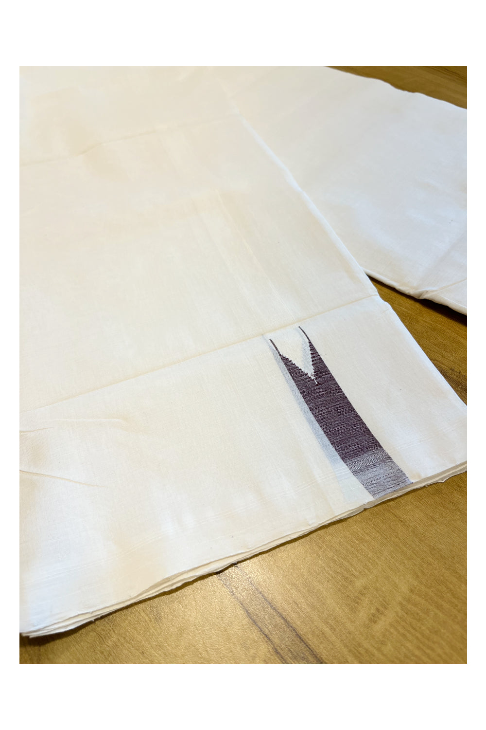 Southloom Premium Balaramapuram Handloom Double Mundu With Brown Chutti Kara