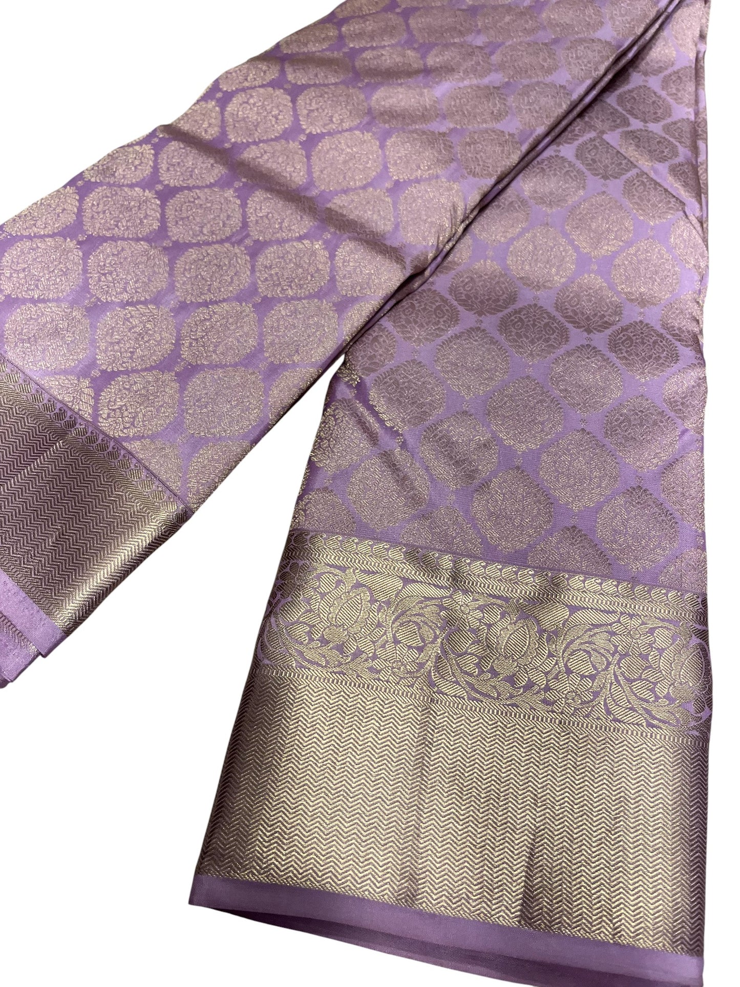 Southloom Pure Handloom Bridal Kanchipuram Silk Saree with Korvai Work (Lavender)