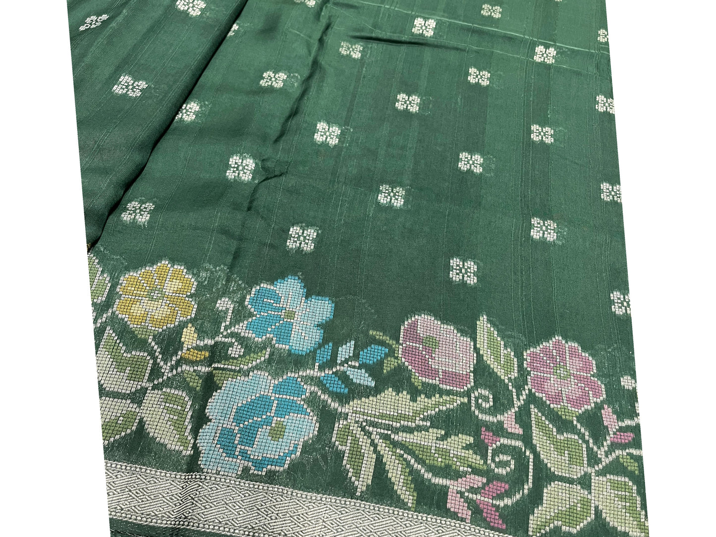 Southloom Banarasi Silk Saree with Woven Work on Body and Borders (Green & Purple)