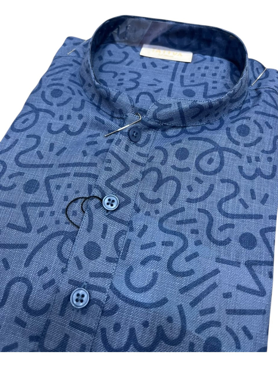 Southloom Blue Printed Semi Silk Short Kurta for Men SL590