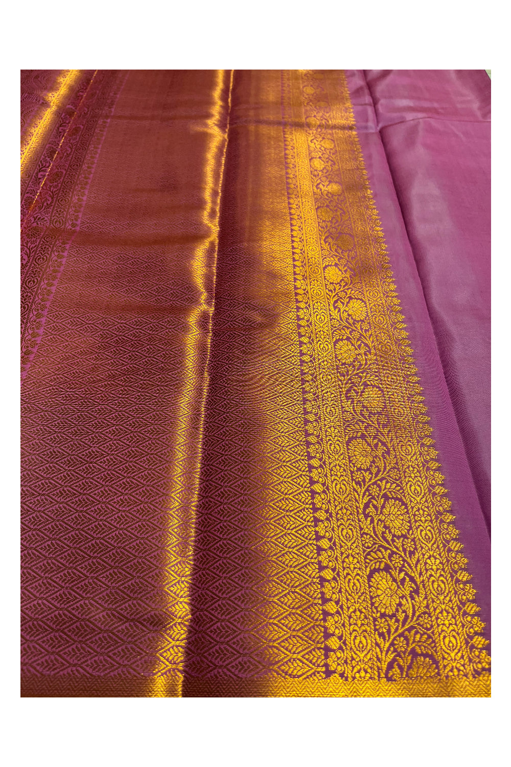 Southloom Banarasi Silk Brocade Bridal Saree WIth Woven Borders And Blouse Piece in Pink And Gold