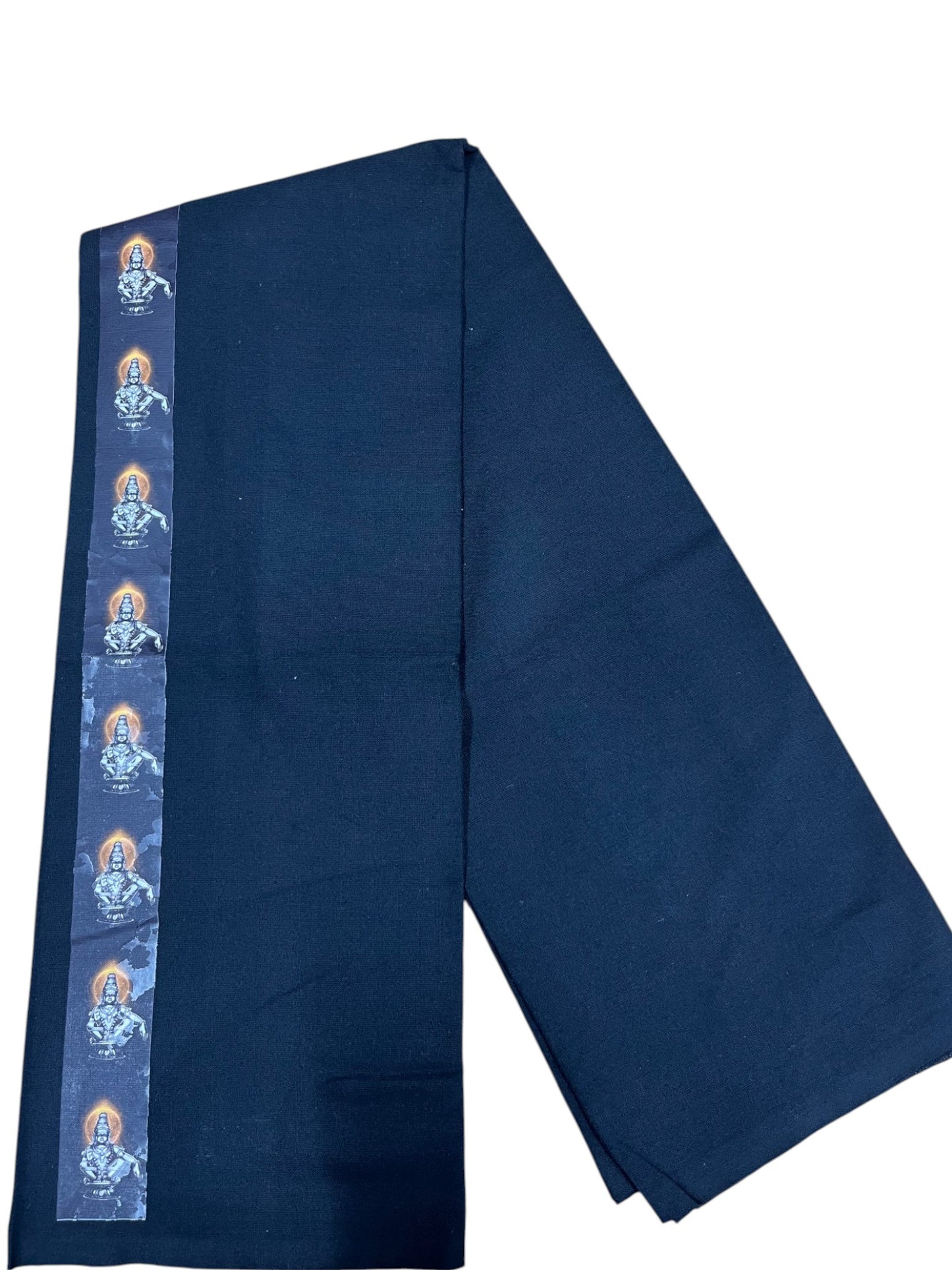 Southloom Black Printed Ayyapan Single Mundu / Otta Mundu (South Indian Kerala Dhoti)