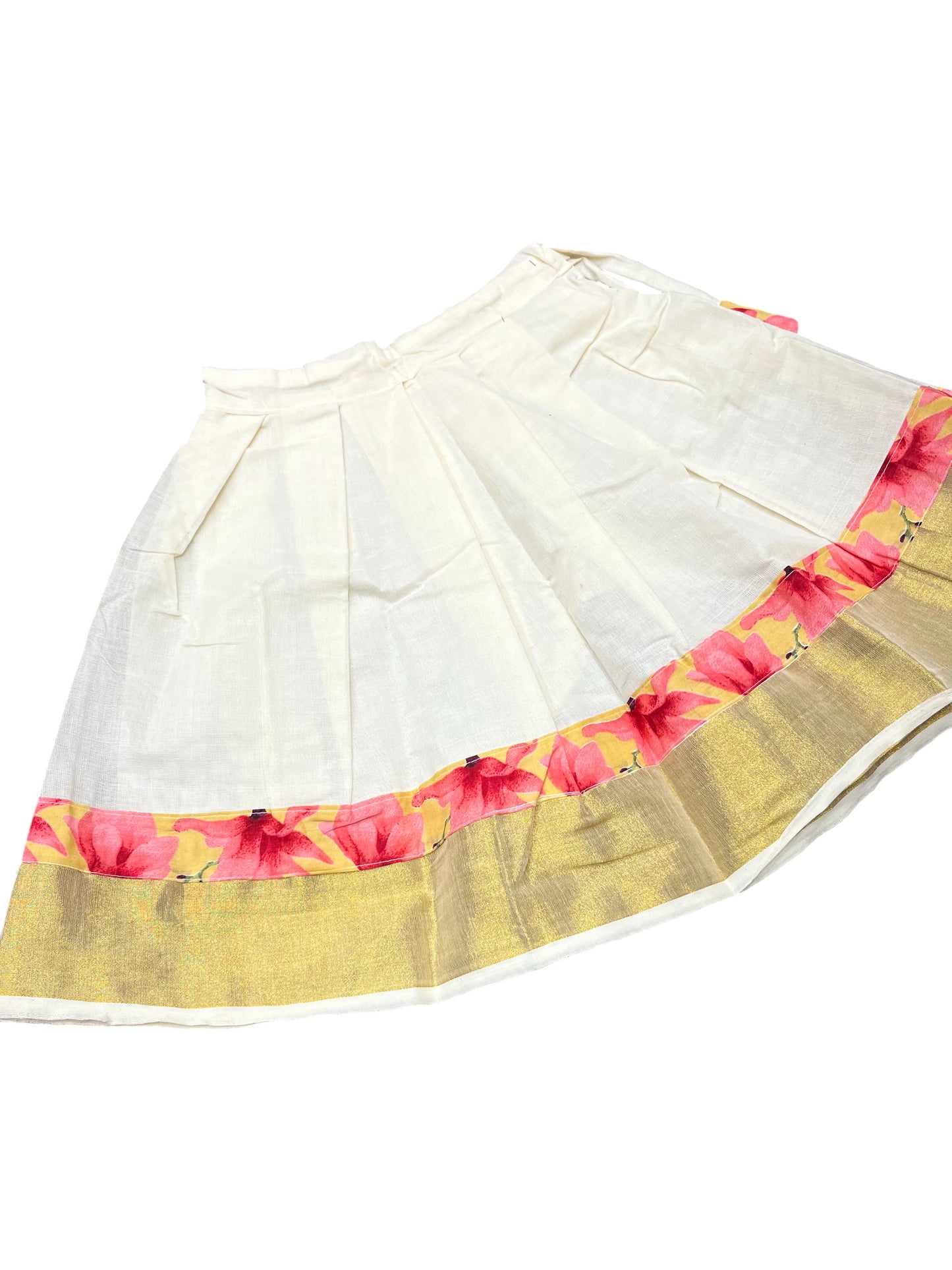 Southloom Kerala Cottan Kasavu Pavada Blouse for Kids