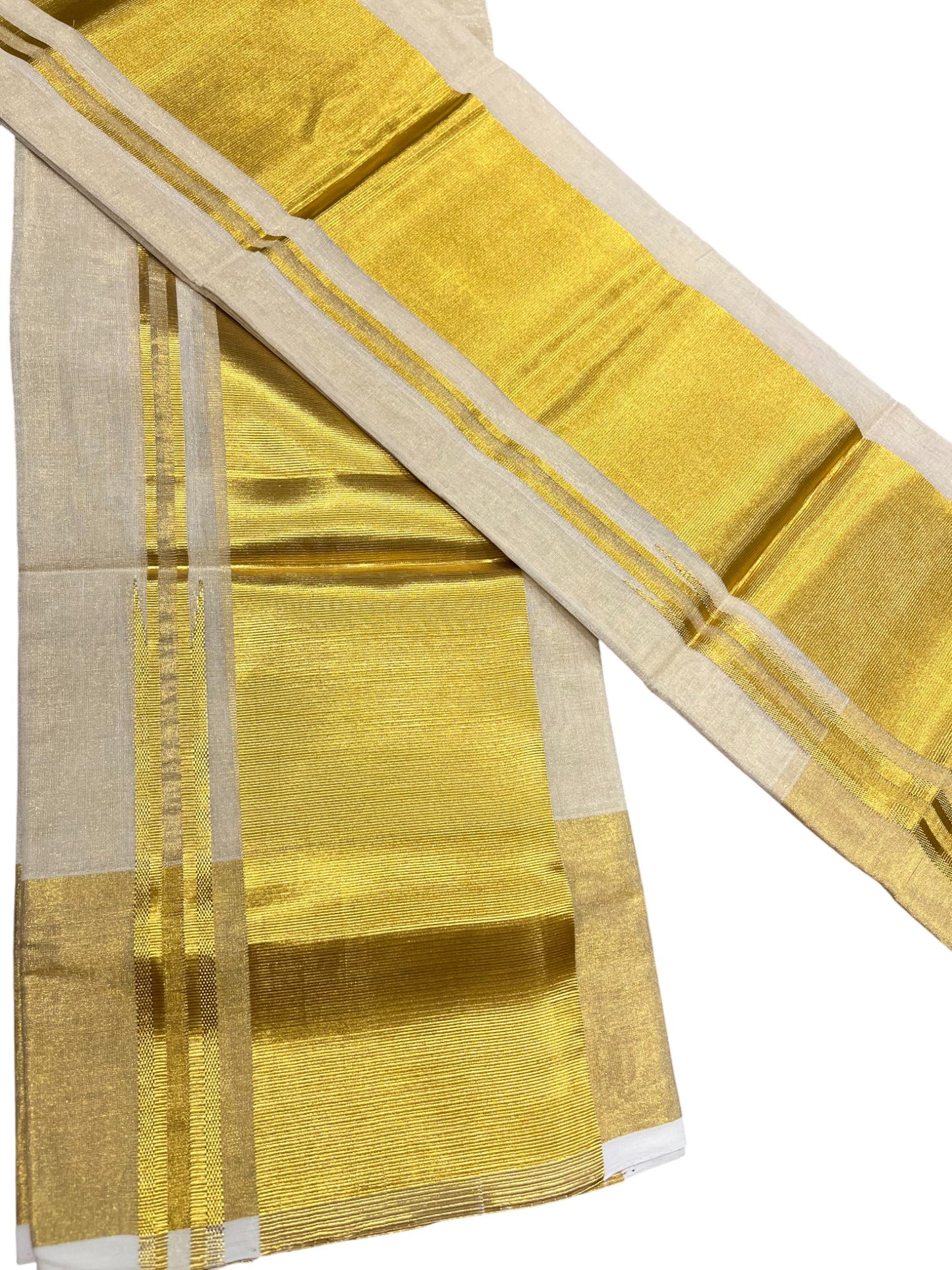 Southloom Premium Handloom Set Mundu with Kasavu and Golden Border (2.80 Mtr)