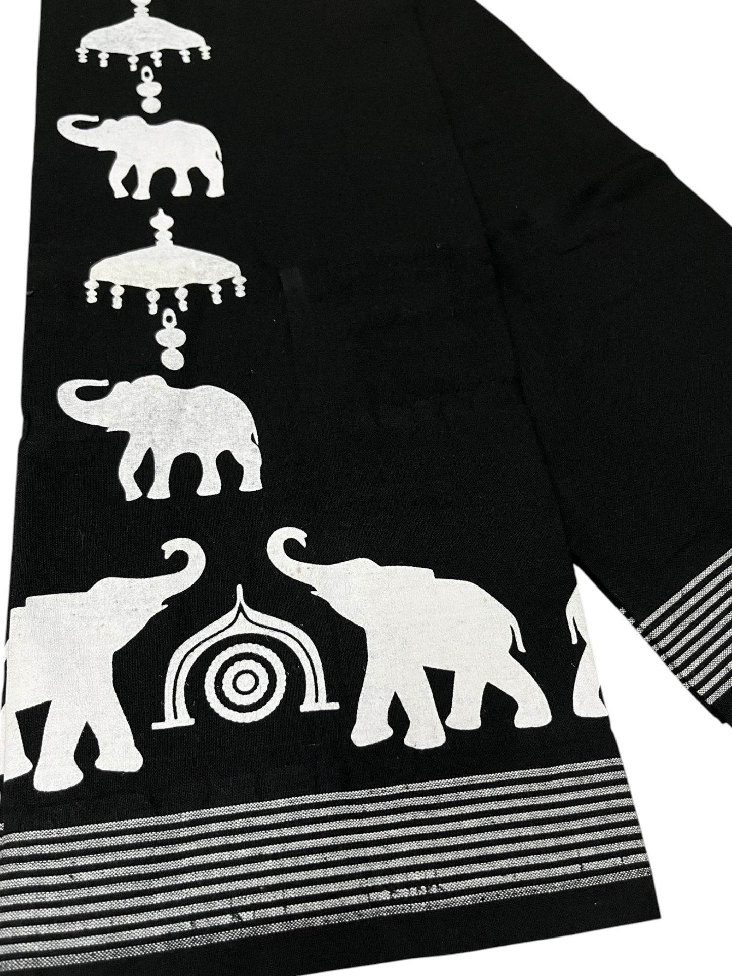 Southloom Black Printed Single Mundu / Otta Mundu / Lungi (South Indian Kerala Dhoti) SL319