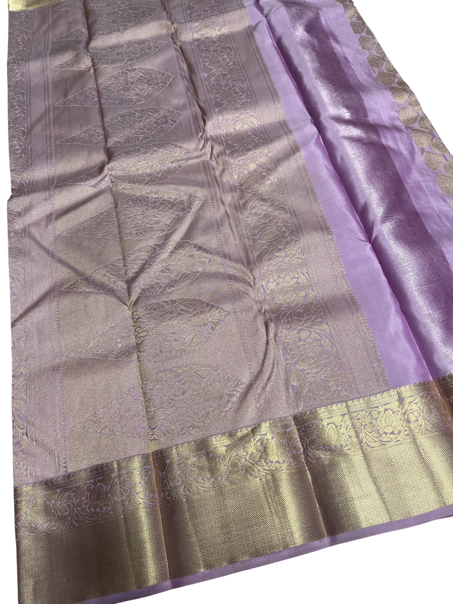 Southloom Pure Handloom Bridal Kanchipuram Silk Saree with Korvai Work (Lavender)