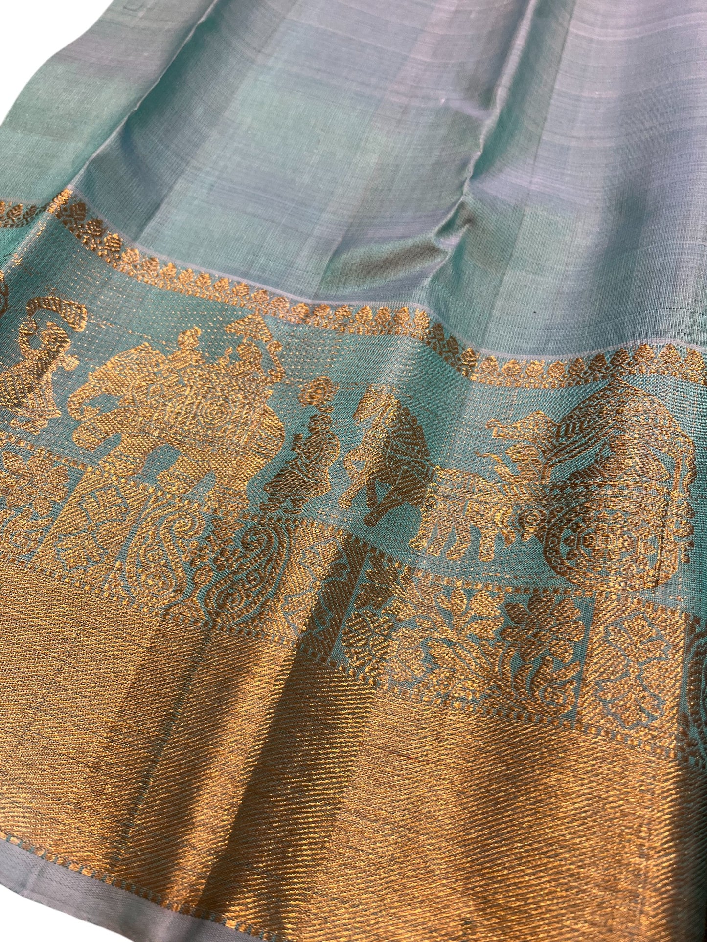 Southloom Premium Handloom Bridal Kanchipuram Silk Saree with Pallaku Design (Green)