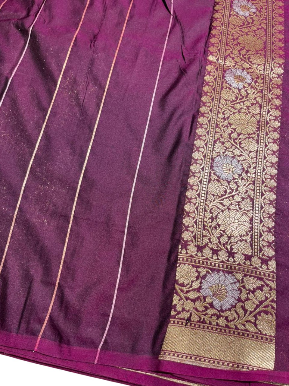 Southloom Pure Banarasi Silk Saree with Woven Work on Body and Borders ( Purple)