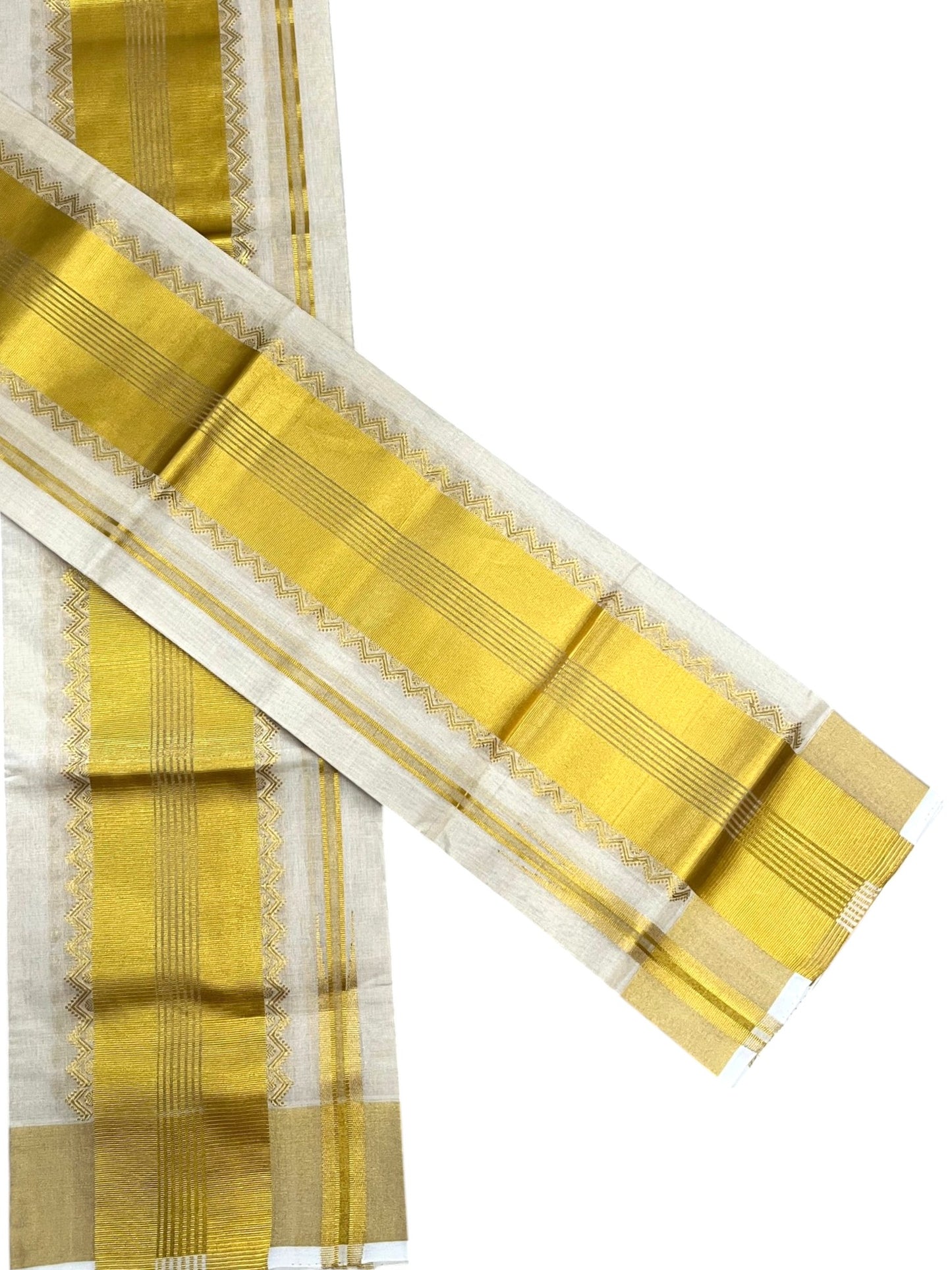 Southloom Premium Tissue Handloom Set Mundu with Chuttikara Kasavu Border (2.80 Mtr) SL632