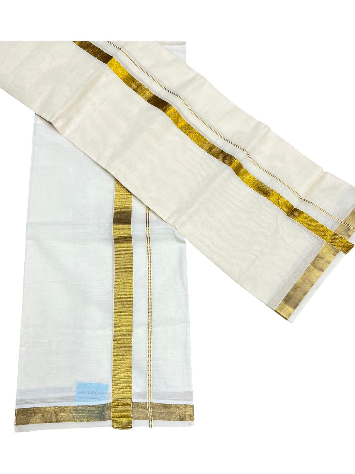 Southloom Pure Cotton Kerala Single Set Mundu (Mundum Neriyathum) with 1 inch Border