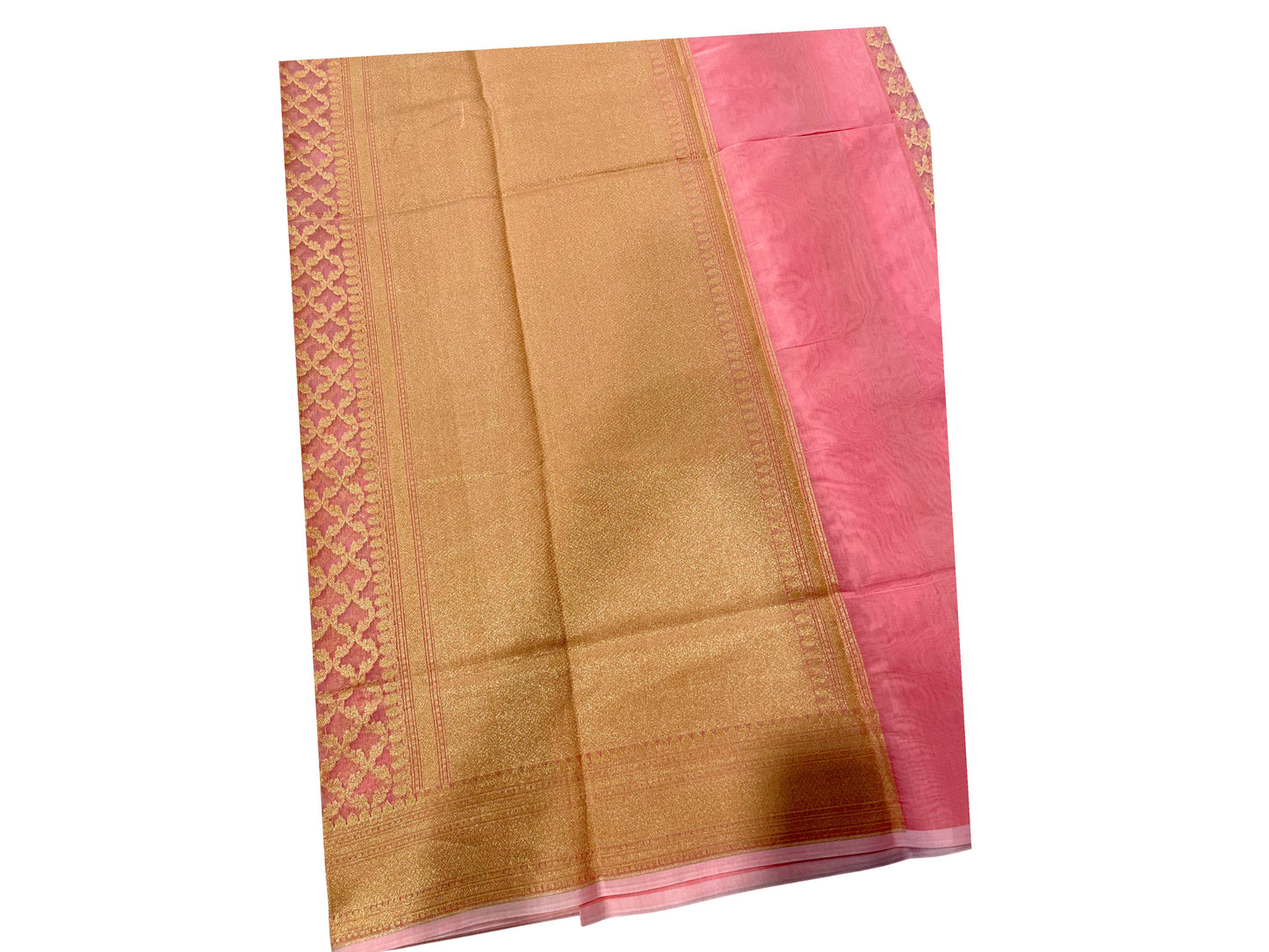 Southloom Cotton Banarasi Silk Saree with Woven Work on Body and Borders(Peach)