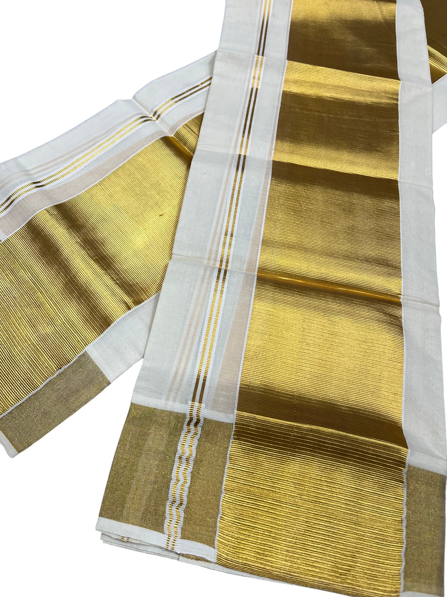 Kerala Cotton Plain Single Set Mundu (Mundum Neriyathum) with Half Fine 5 inch Border in 2.80 Mtrs