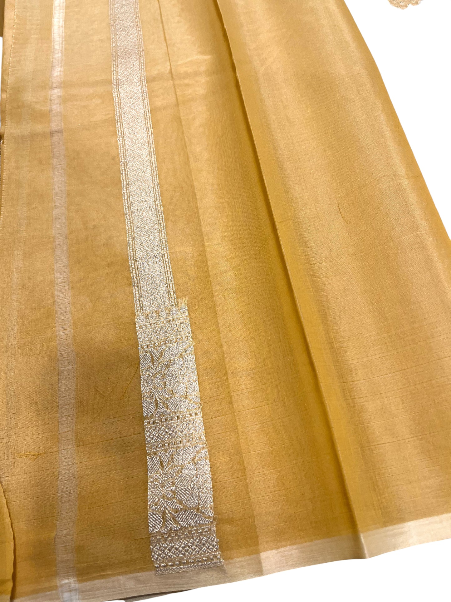 Southloom Cotton Banarasi Silk Saree with Woven Work on Body and Borders(Yellow)