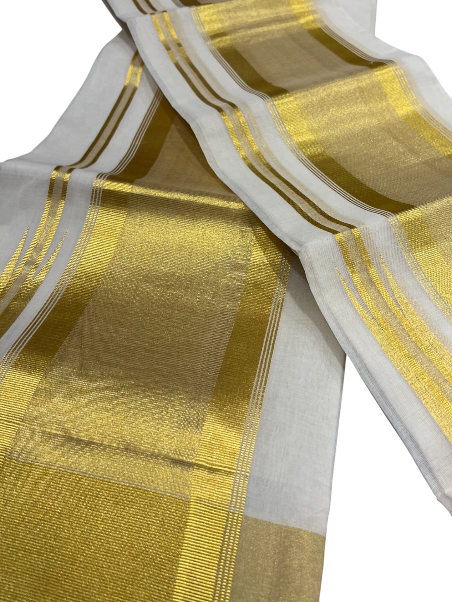 Southloom Premium Handloom Set Mundu with Kasavu and Golden Border (2.80 Mtr)