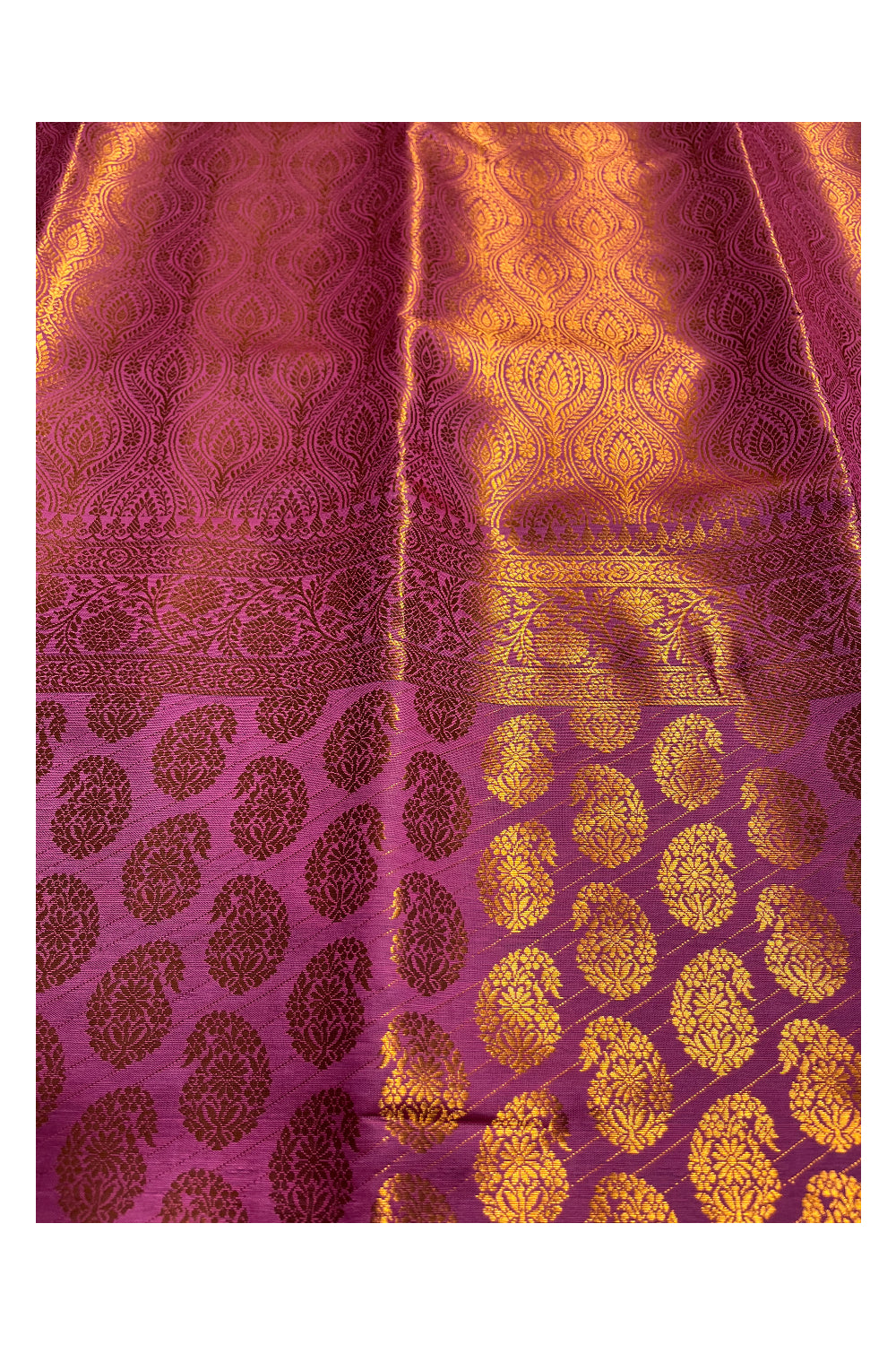 Southloom Banarasi Silk Brocade Bridal Saree WIth Woven Borders And Blouse Piece in Pink And Gold