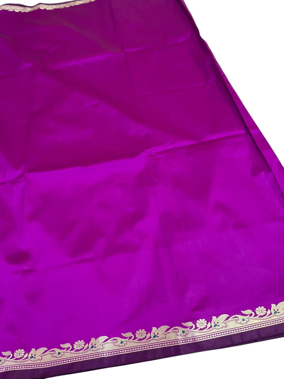 Southloom Satin Banarasi Silk Saree with Woven Work on Borders In Magenta