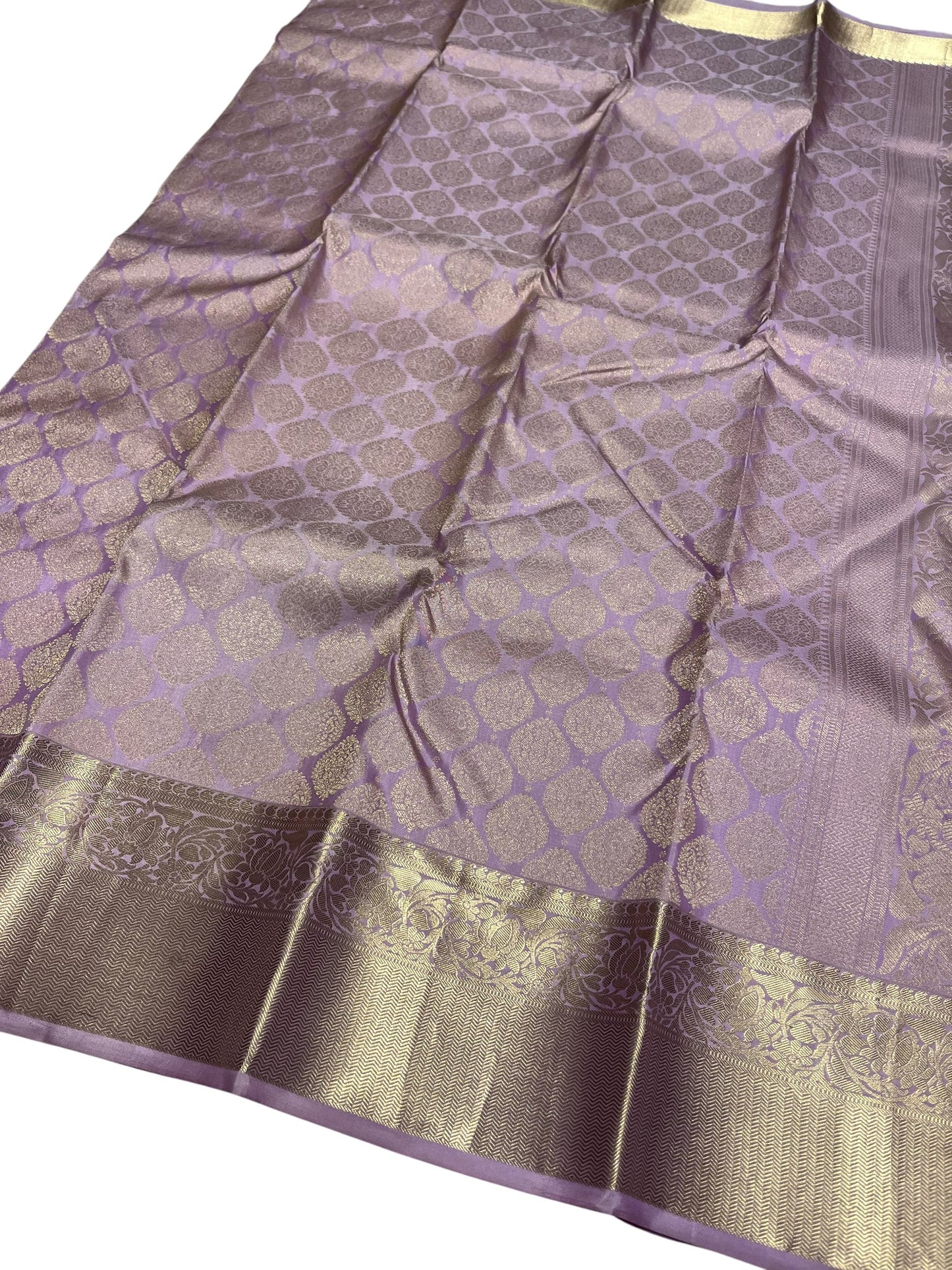 Southloom Pure Handloom Bridal Kanchipuram Silk Saree with Korvai Work (Lavender)