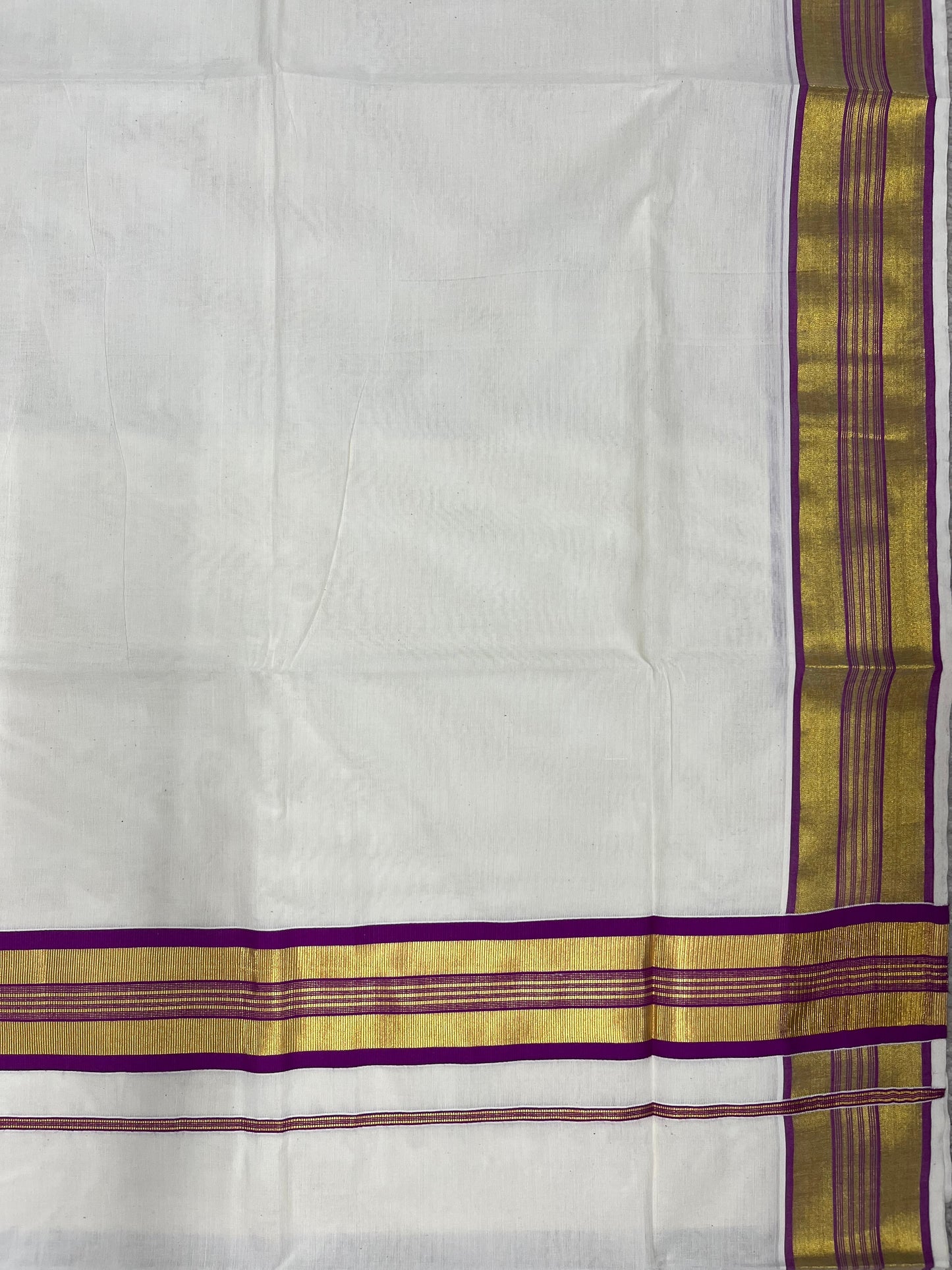 Southloom Kerala Cotton Kasavu Saree with Magenta Border