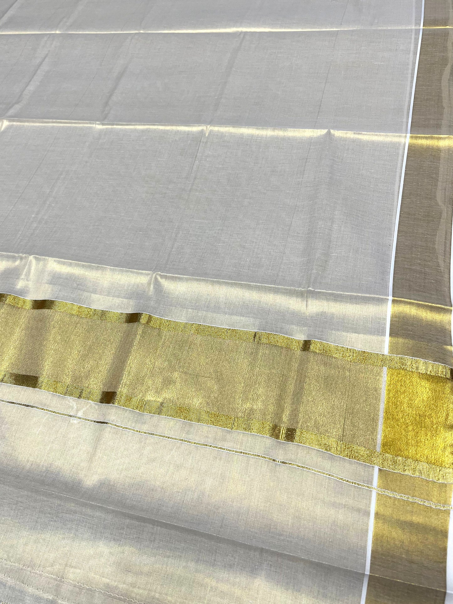 Southloom Kerala Tissue Kasavu Plain Saree with Kasavu Border