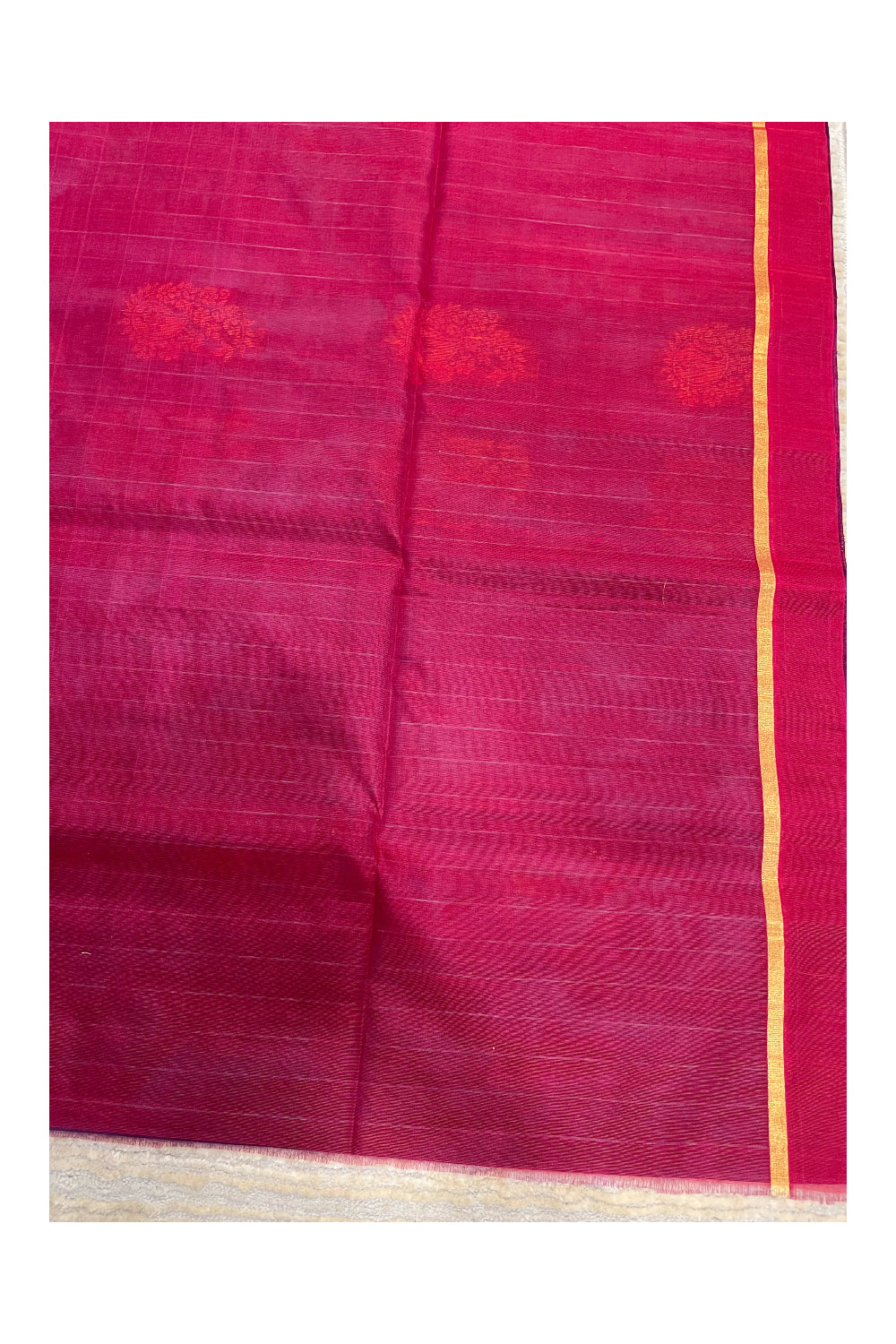 Southloom Pure Handloom Cotton Silk Saree With Handwoven Work Across Body and Blouse in Magenta And Blue