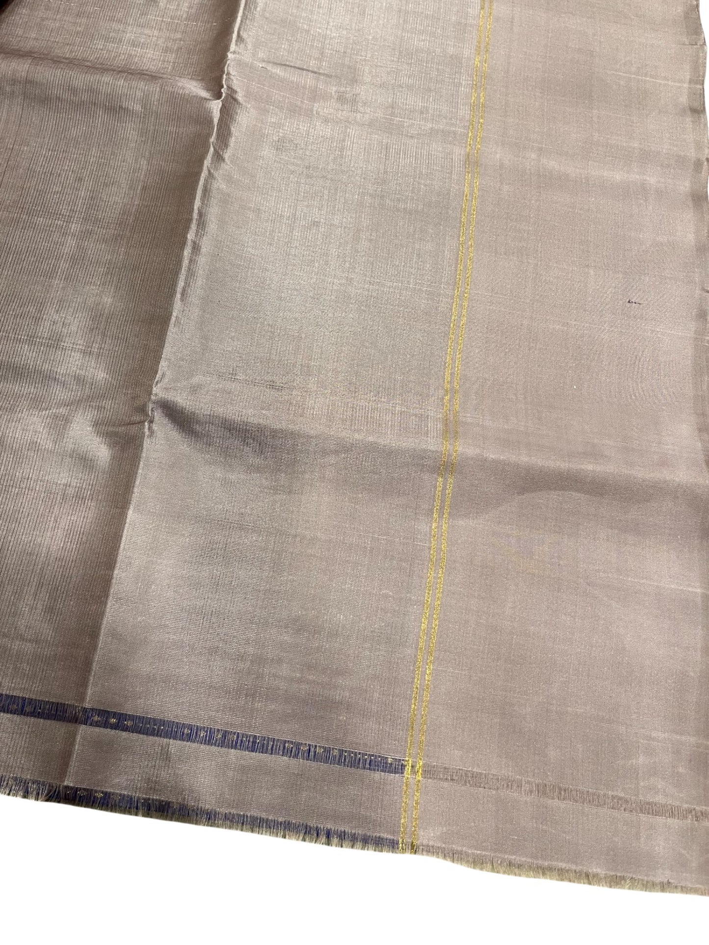 Southloom Pure Handloom Bridal Kanchipuram Silk Saree with Korvai Work (Grey & Blue)