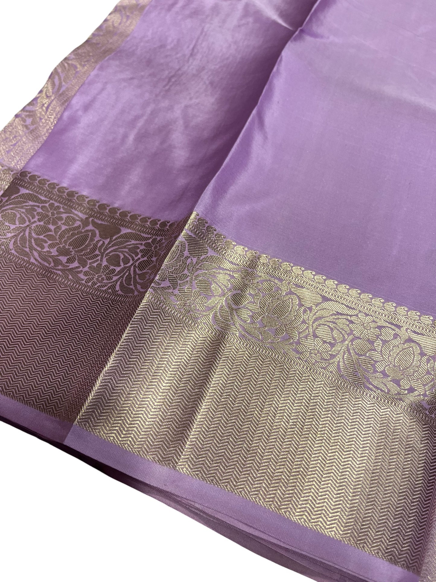 Southloom Pure Handloom Bridal Kanchipuram Silk Saree with Korvai Work (Lavender)