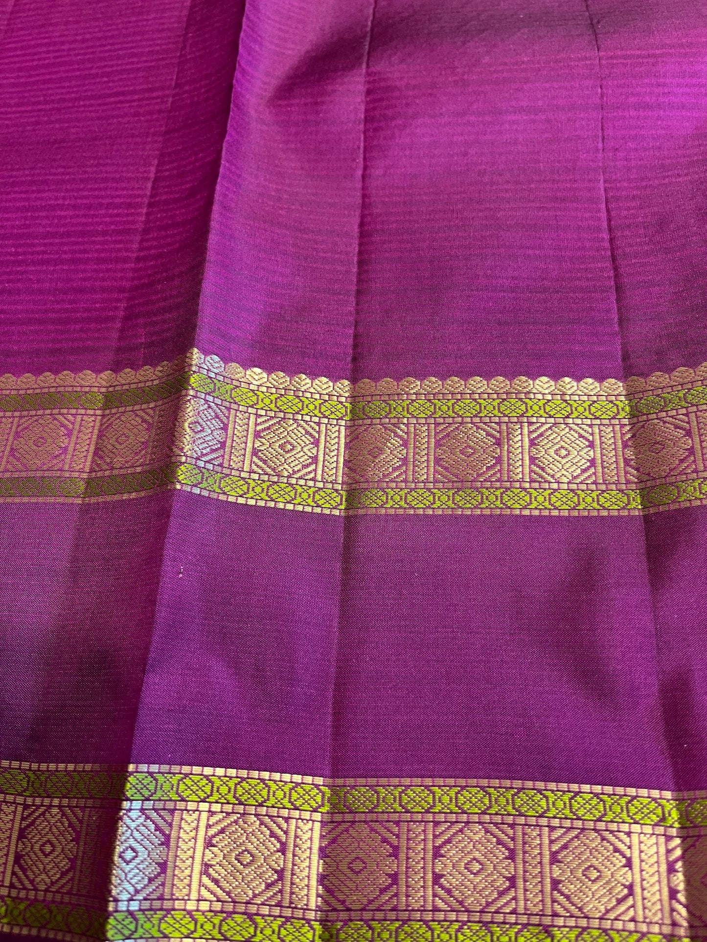 Southloom Pure Handloom Bridal Kanchipuram Silk Saree with Korvai Work (Orange & Violet)