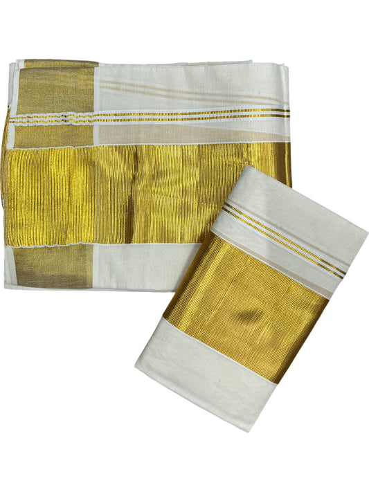 Kerala Cotton Plain Single Set Mundu (Mundum Neriyathum) with Half Fine 4 inch Border in 2.80 Mtrs