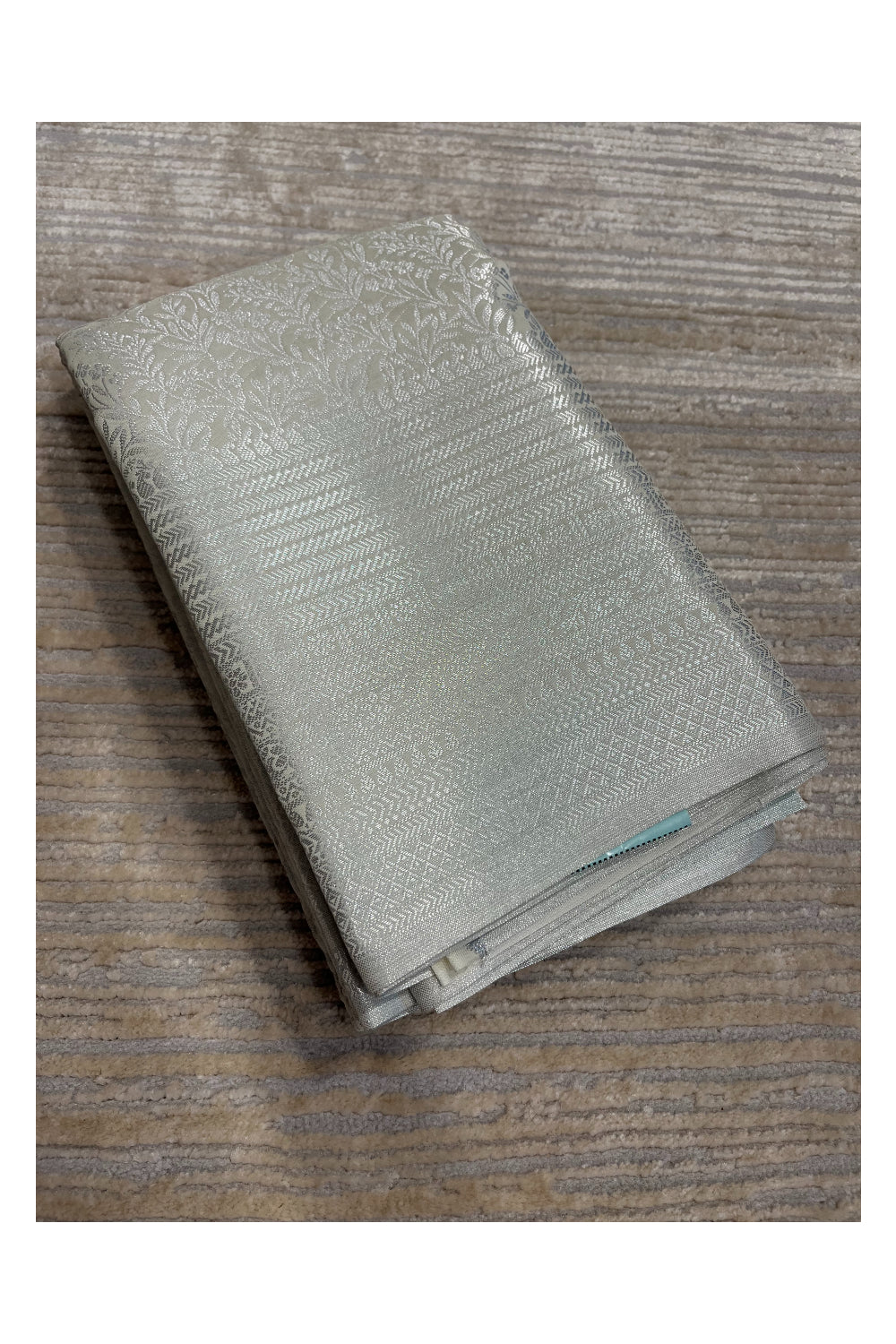 Southloom Banarasi Silver Zari Brocade Work Silk Saree in Grey Pastel Shade