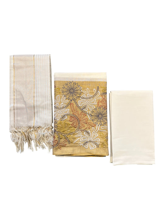 Southloom™ Cotton Churidar Salwar Suit Material with Embroidery Work (include Lines Shawl / Dupatta)