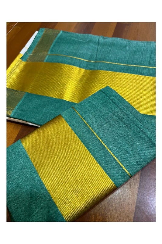 Southloom Tie & Dye - Half & Half Multi Colour Green Design Set Mundu (Mundum Neriyathum) with Super Soft Cotton