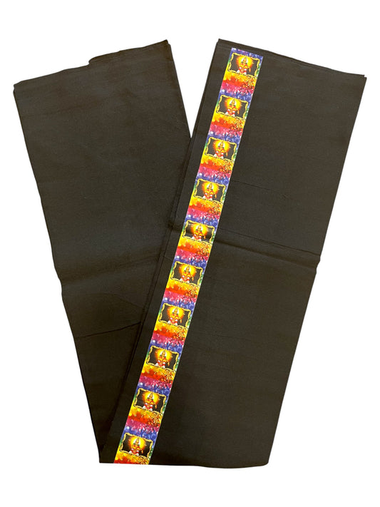 Southloom Black Printed Ayyapan Single Mundu / Otta Mundu (South Indian Kerala Dhoti)