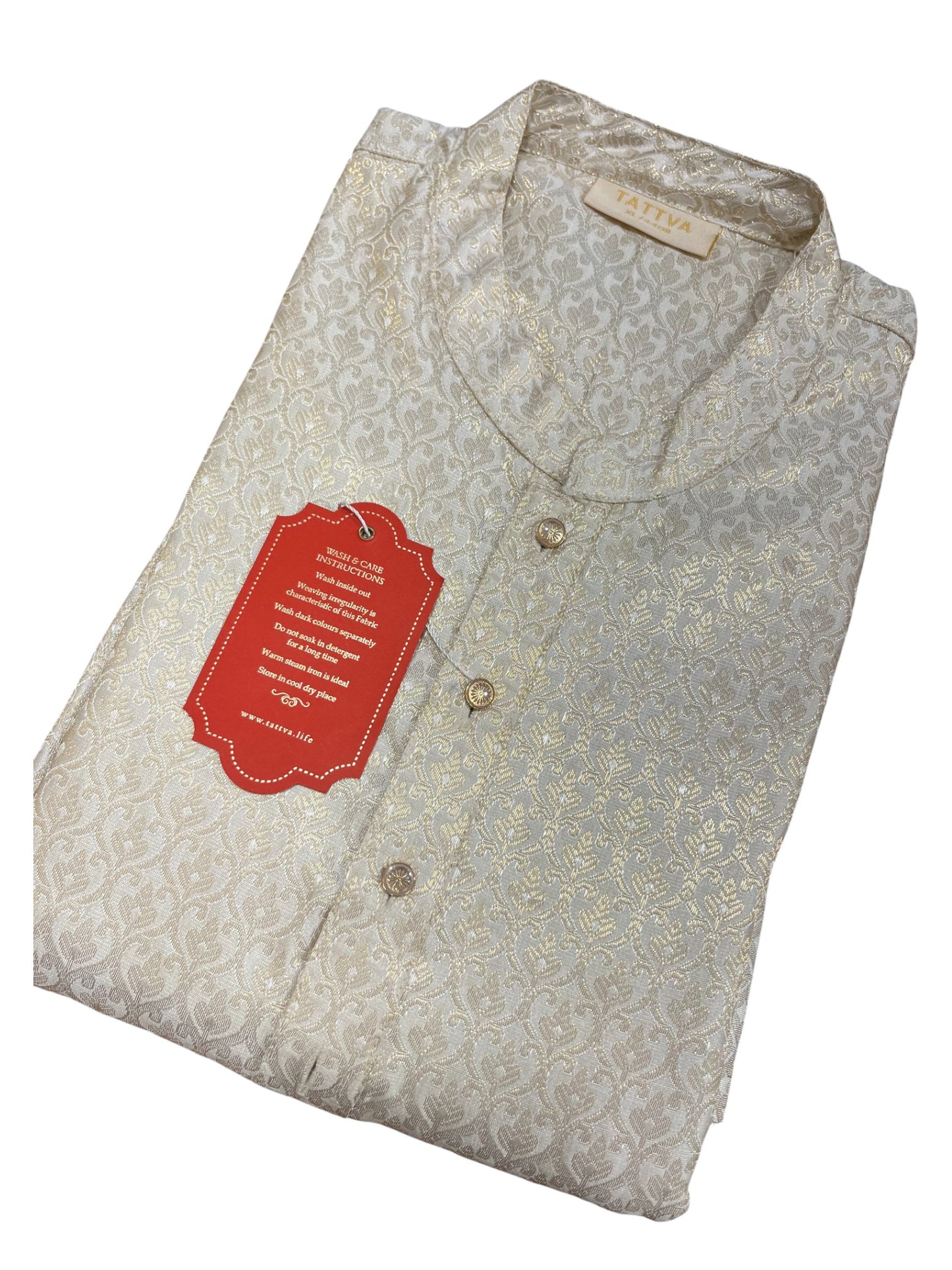 Southloom Semi Silk Short Kurta for Men in White Colour