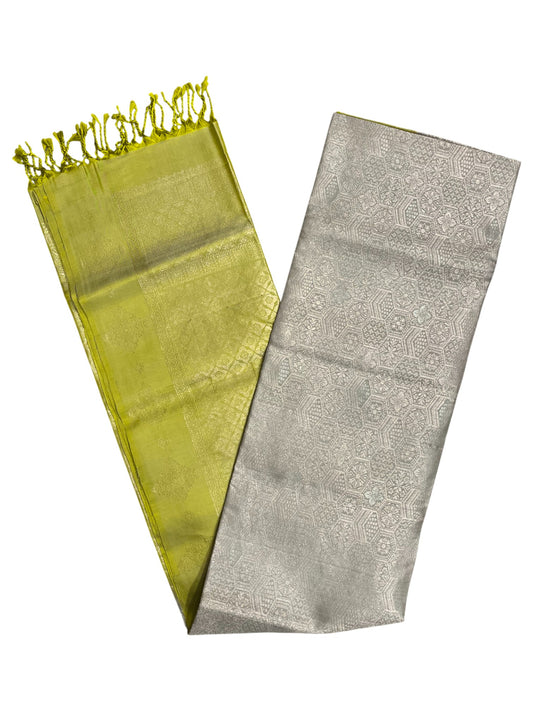 Southloom Pure Handloom Bridal Kanchipuram Silk Saree with Korvai Work (Green & Grey)