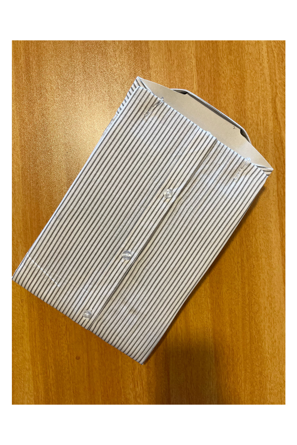 Pure Cotton White Shirt with Grey Lines (42 FS)