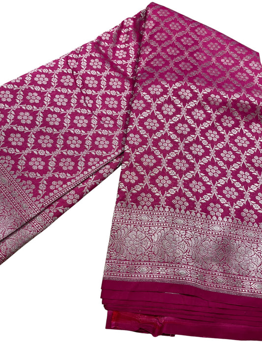 Southloom Pure Banarasi Silk Saree with Woven Work on Body and Borders (Magenta)
