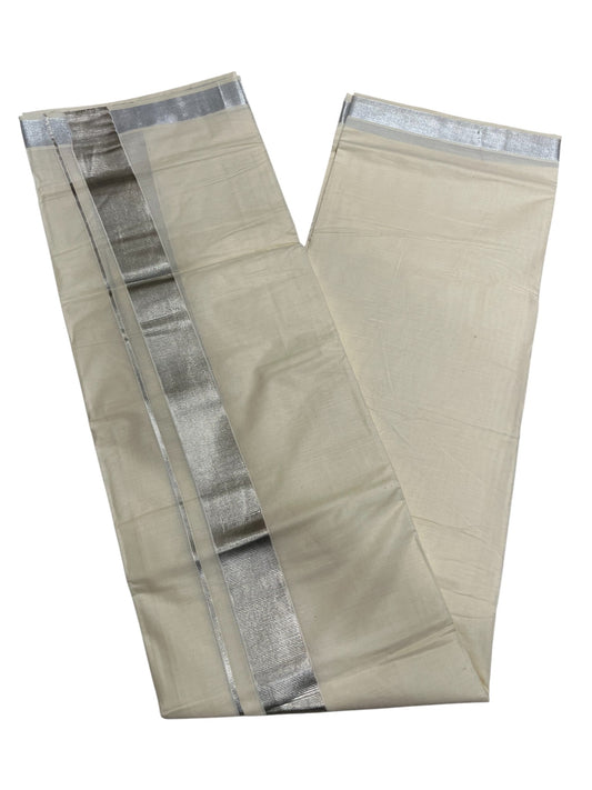 Southloom Kerala Pure Cotton Double Mundu with Silver Line Border (South Indian Dhoti)