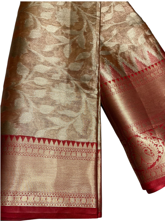 Southloom Semi Banarasi Katan Tissue Saree with Woven Work on Body and Borders