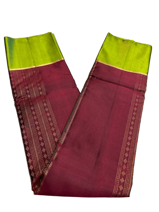 Southloom Pure Handloom Bridal Kanchipuram Silk Saree with Korvai Work (Green & Maroon)