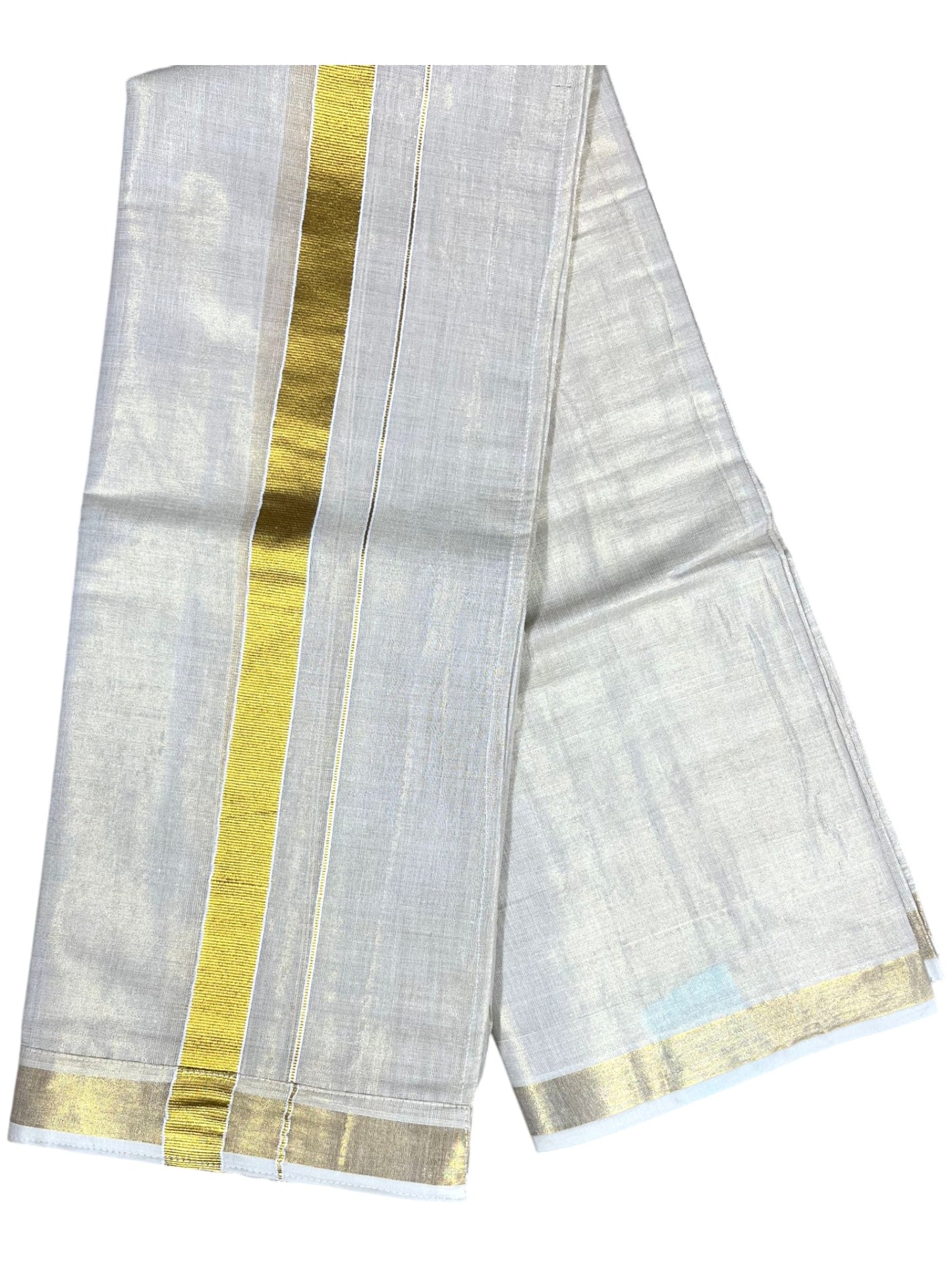 Southloom Tissue Velcro Mundu with Kasavu Border (South Indian Kerala Dhoti)