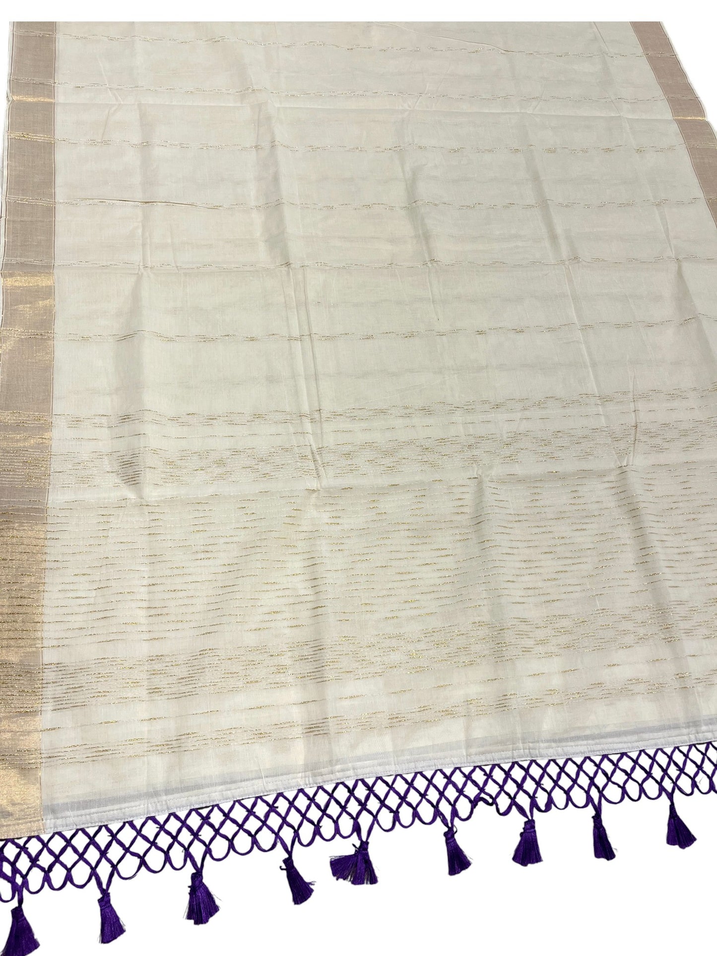 Southloom Kerala Cotton Kasavu Saree with Golden Thread Work